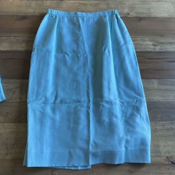 Vintage Lilli Ann 2 Piece Teal Jacket and Skirt Set - Picture 12 of 16